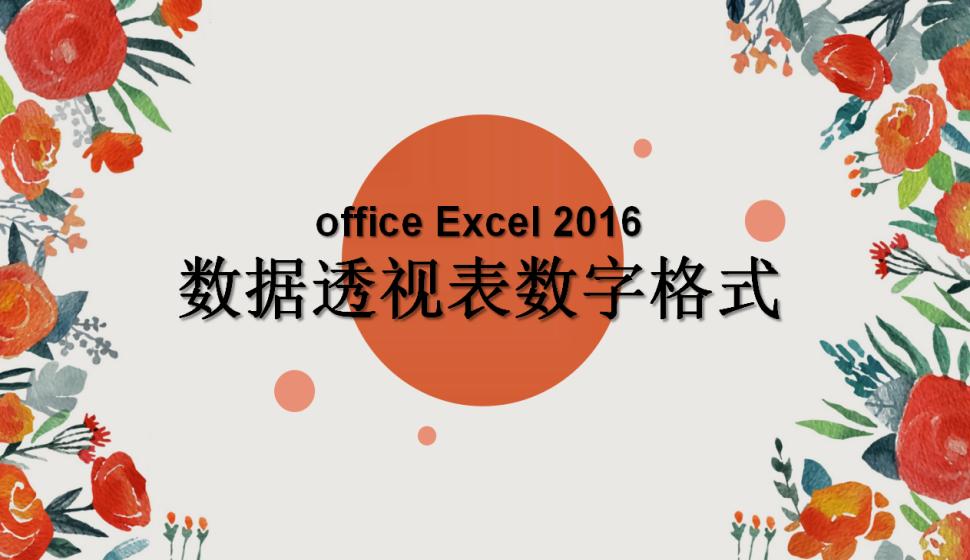 office Excel 2016 數(shù)據(jù)透視表數(shù)字格式