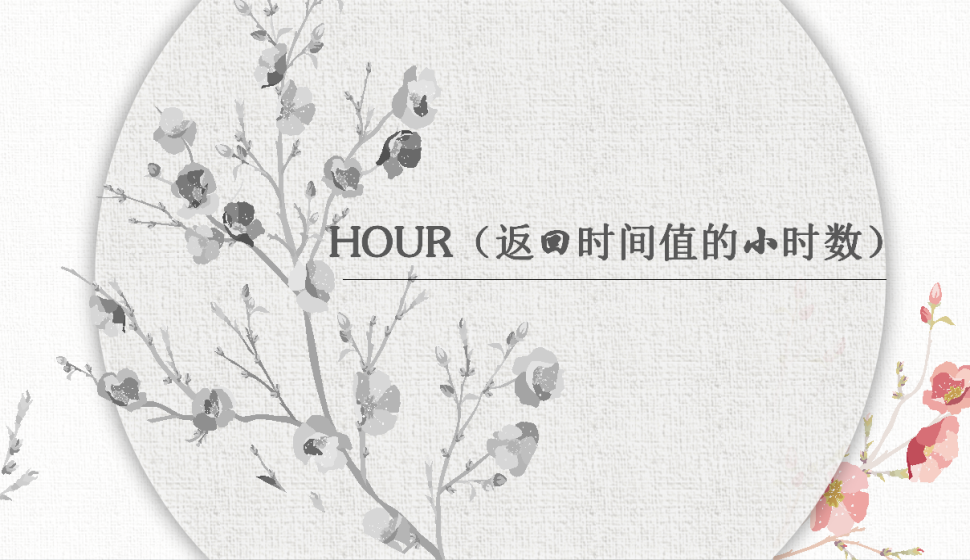 HOUR（返回時間值的小時數(shù)）